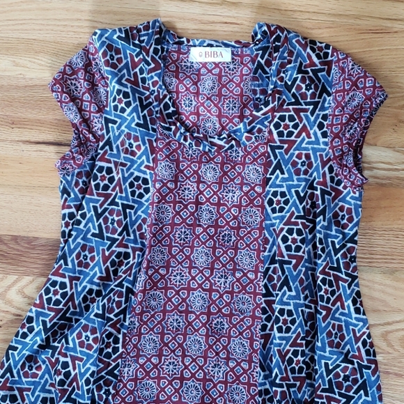 Biba 100% Cotton Printed Ajrakh Indian Dress Tunic Kurta. Chest: 36-37” Size S-M - Picture 3 of 9